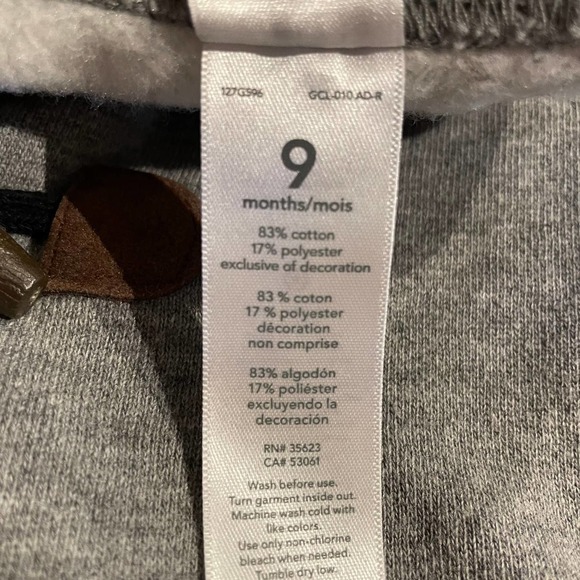 NWOT Carter's 2pc Gray Hoodie Sweatshirt & Pants 9mo - Picture 5 of 5